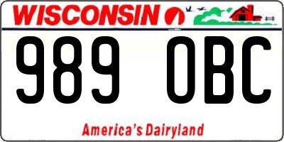 WI license plate 989OBC