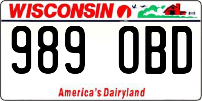 WI license plate 989OBD
