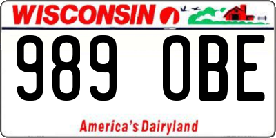 WI license plate 989OBE