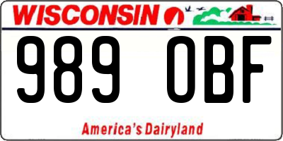 WI license plate 989OBF