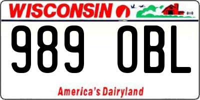 WI license plate 989OBL