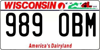 WI license plate 989OBM