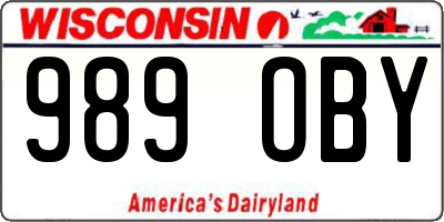 WI license plate 989OBY