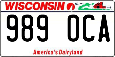 WI license plate 989OCA
