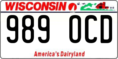 WI license plate 989OCD