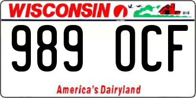 WI license plate 989OCF