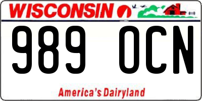 WI license plate 989OCN