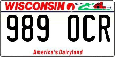 WI license plate 989OCR