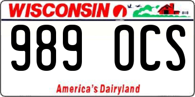 WI license plate 989OCS