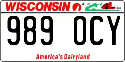 WI license plate 989OCY