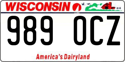 WI license plate 989OCZ