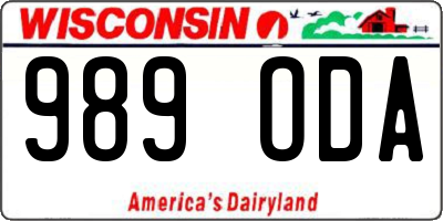 WI license plate 989ODA