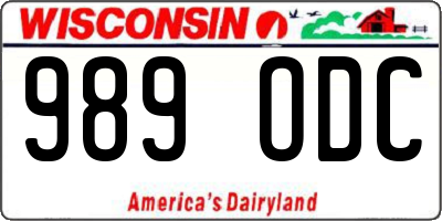 WI license plate 989ODC