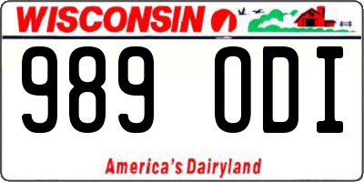 WI license plate 989ODI