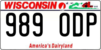 WI license plate 989ODP