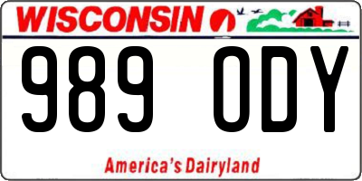 WI license plate 989ODY