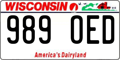 WI license plate 989OED