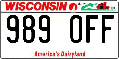 WI license plate 989OFF