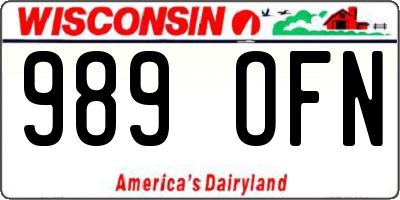 WI license plate 989OFN