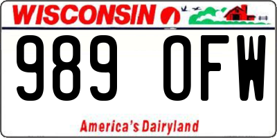 WI license plate 989OFW