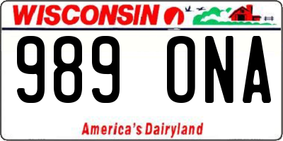 WI license plate 989ONA