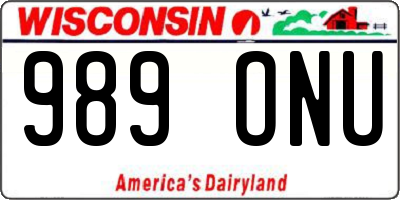 WI license plate 989ONU