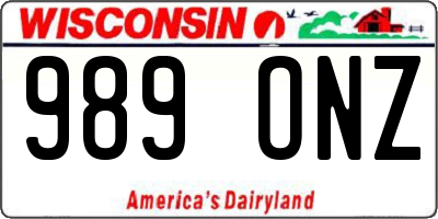 WI license plate 989ONZ