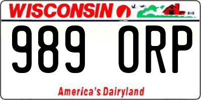 WI license plate 989ORP