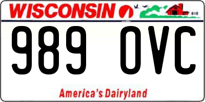 WI license plate 989OVC