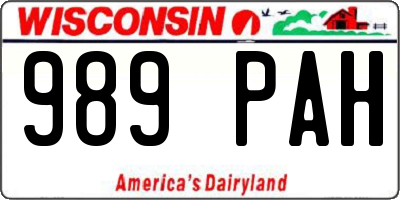WI license plate 989PAH