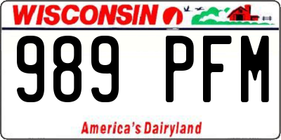 WI license plate 989PFM