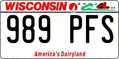 WI license plate 989PFS