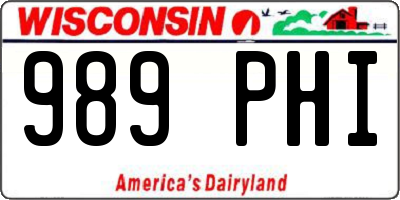 WI license plate 989PHI