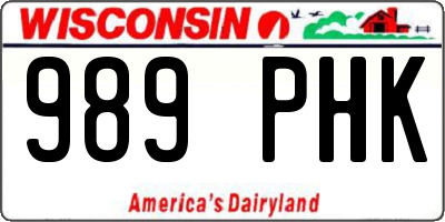 WI license plate 989PHK