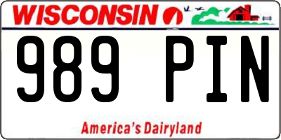 WI license plate 989PIN
