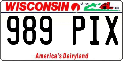 WI license plate 989PIX