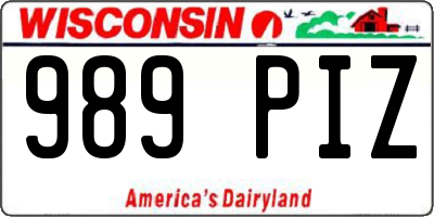 WI license plate 989PIZ