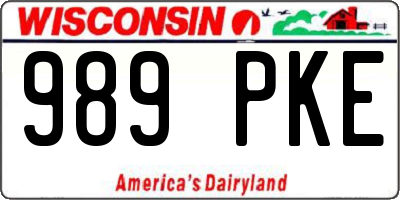 WI license plate 989PKE