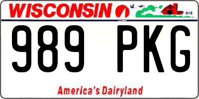 WI license plate 989PKG