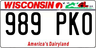 WI license plate 989PKO