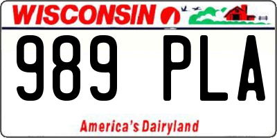 WI license plate 989PLA