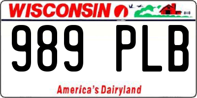 WI license plate 989PLB
