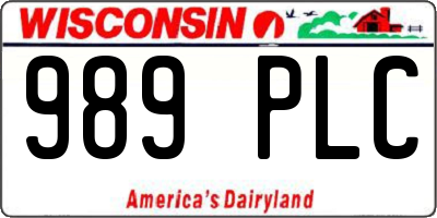 WI license plate 989PLC