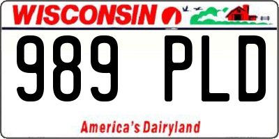 WI license plate 989PLD