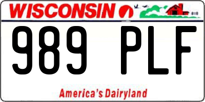 WI license plate 989PLF