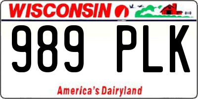 WI license plate 989PLK