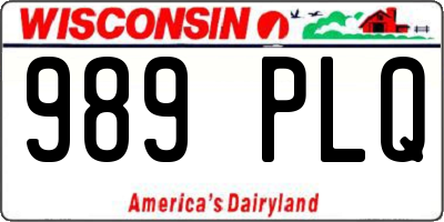 WI license plate 989PLQ