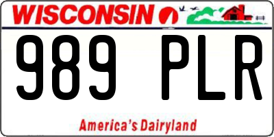 WI license plate 989PLR