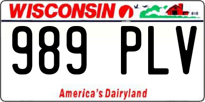 WI license plate 989PLV
