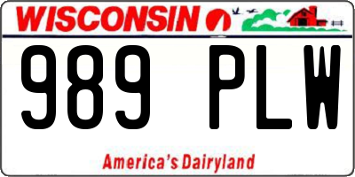 WI license plate 989PLW